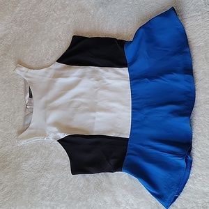 Express size S Black, White, and Blue Block Fit & Flare Tank Top